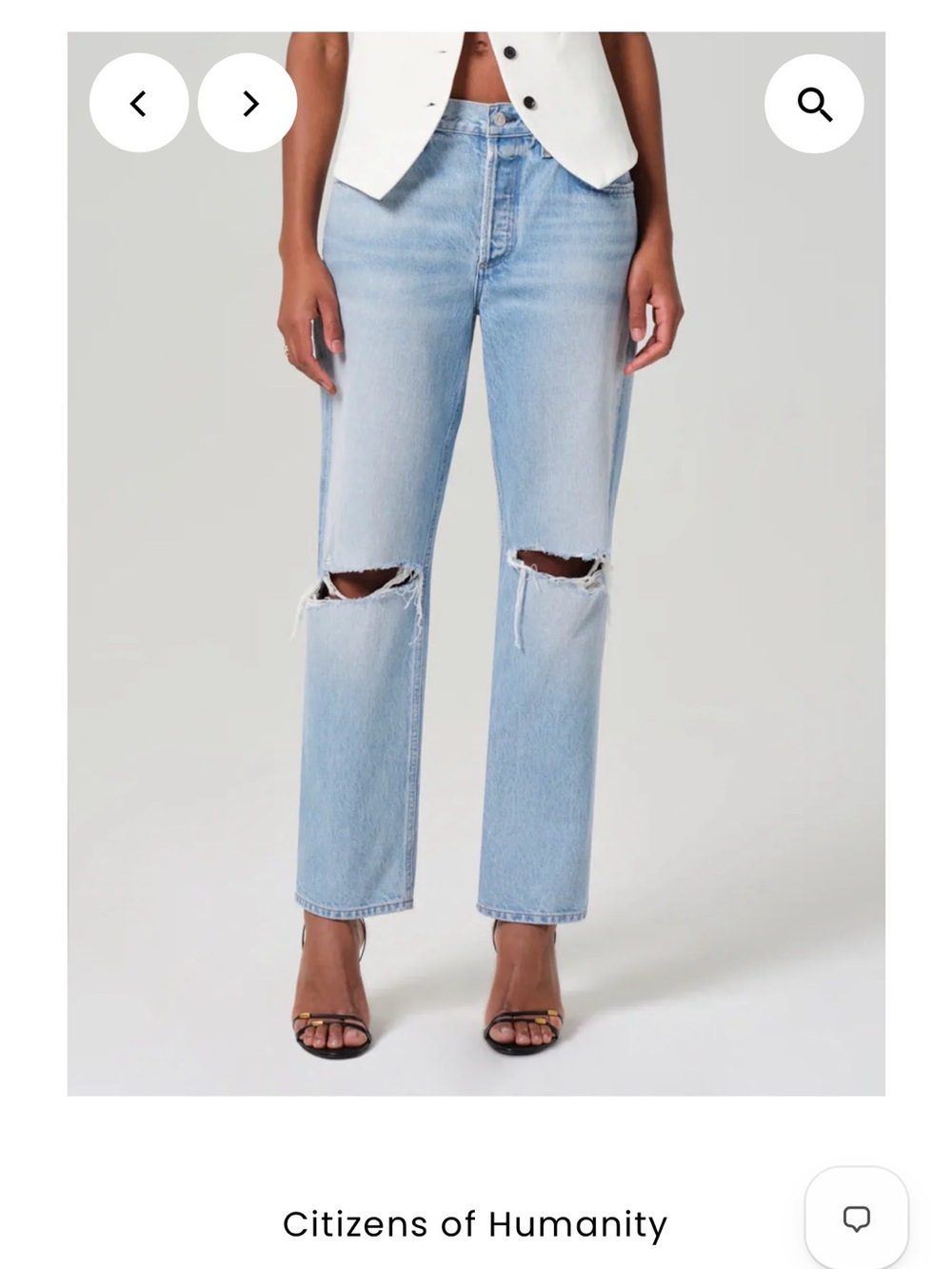 Citizens of Humanity Neve Jeans Pagoda Distressed Light Wash Size 28